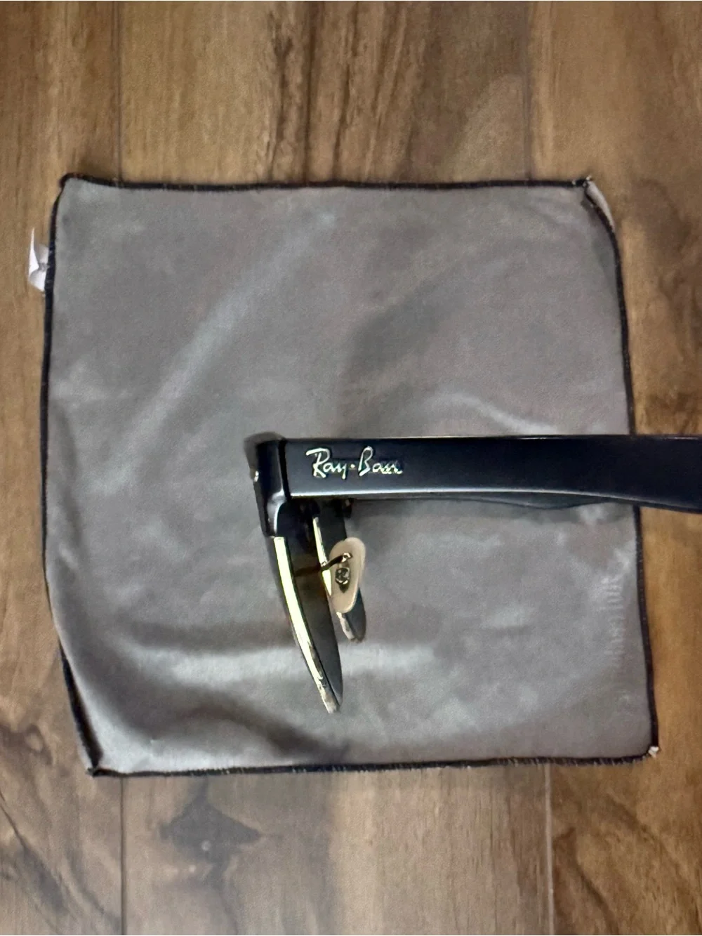 Ray-Ban Black and Gold Clubmaster Style Sunglasses with Case